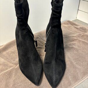 BELLA VITA Womens Black Danielle Pointed Toe Stiletto Leather Booties Sz 9W